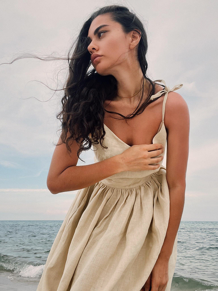 Vacation Halter Backless Midi Dress