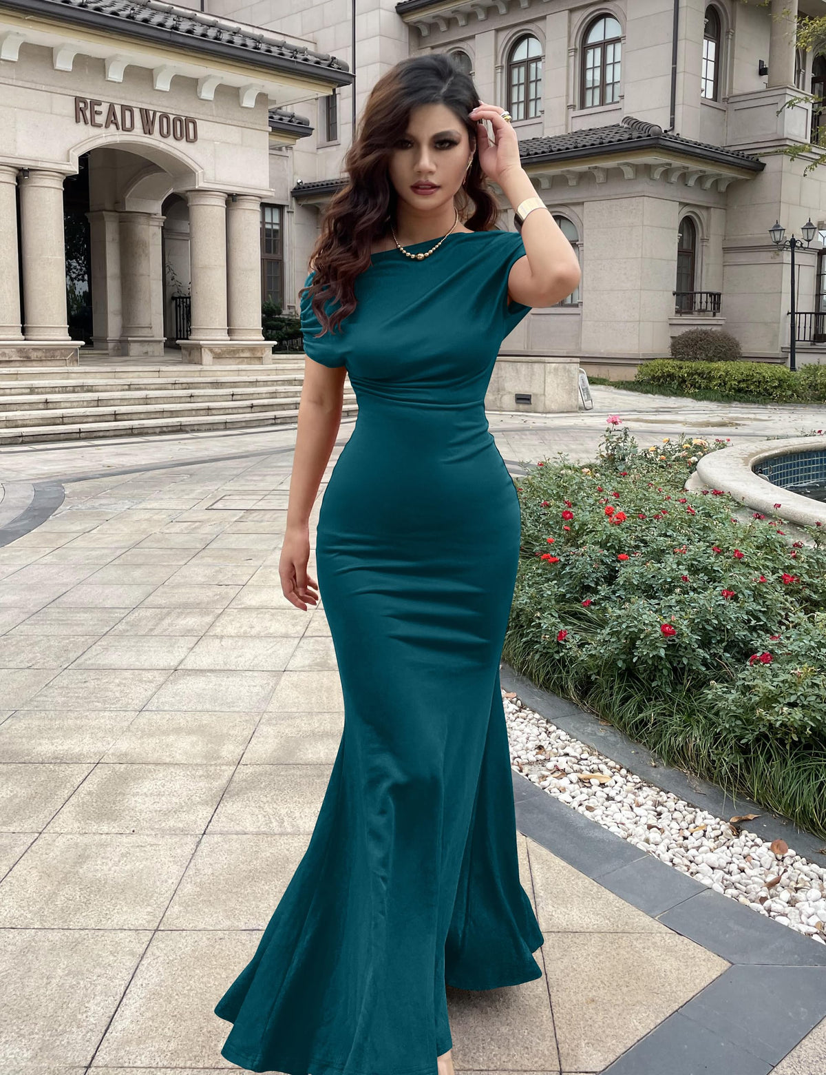 2024 Women's Elegant Sleeveless Off Shoulder Bodycon Long Formal Party Evening Dress