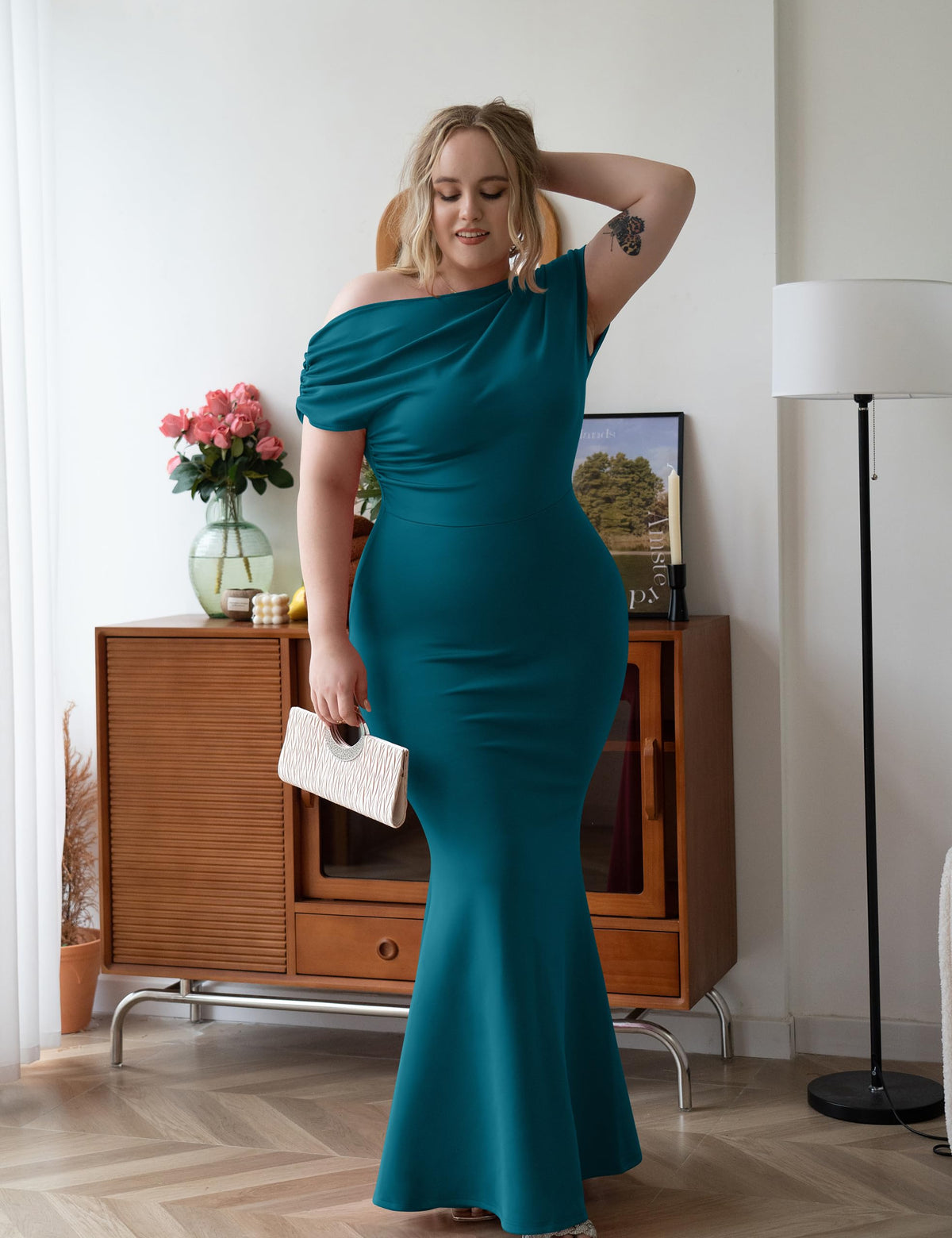 Off Shoulder Bodycon Long Formal Party Evening Dress