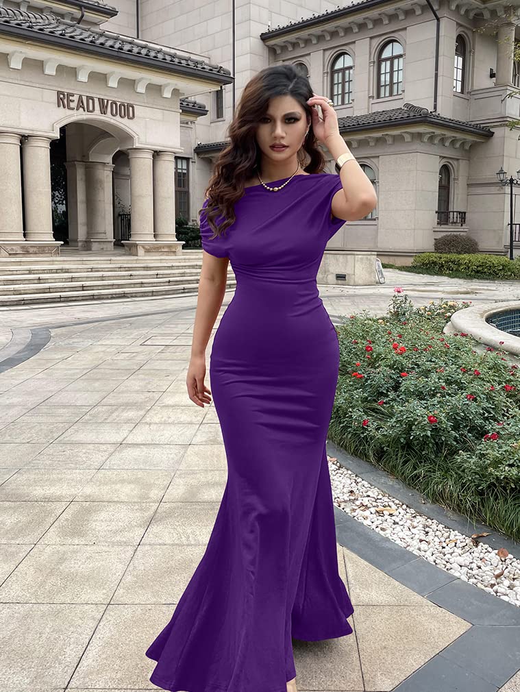 2024 Women's Elegant Sleeveless Off Shoulder Bodycon Long Formal Party Evening Dress