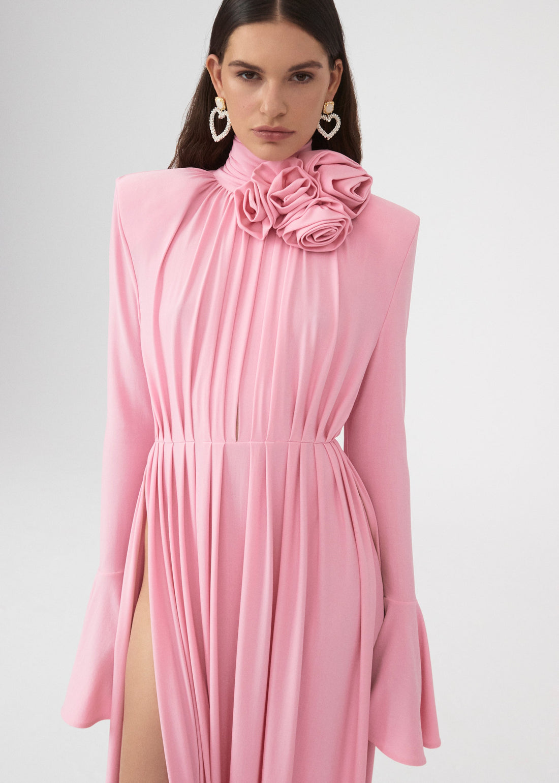 Bell sleeve maxi dress in pink