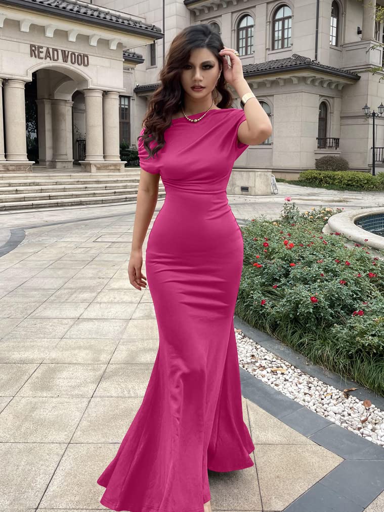 2024 Women's Elegant Sleeveless Off Shoulder Bodycon Long Formal Party Evening Dress