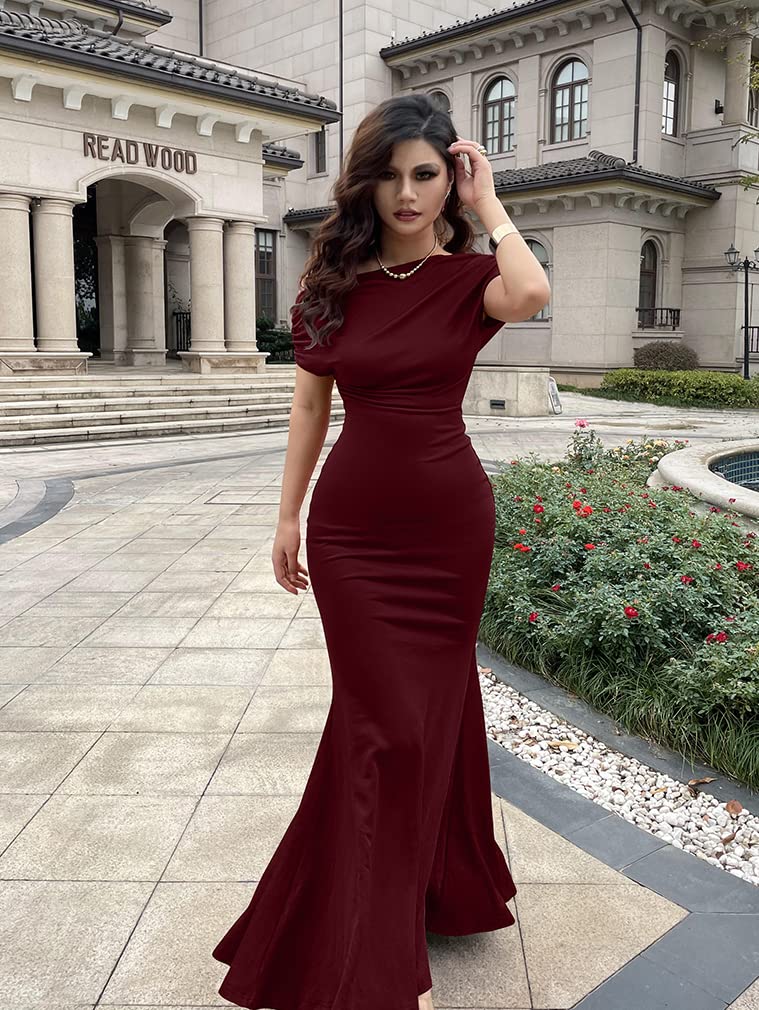 2024 Women's Elegant Sleeveless Off Shoulder Bodycon Long Formal Party Evening Dress