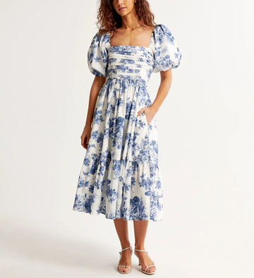 Emerson Poplin Puff Sleeve Midi Dress