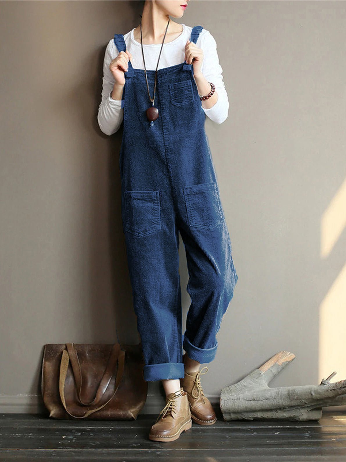 Wide Leg Corduroy Overalls