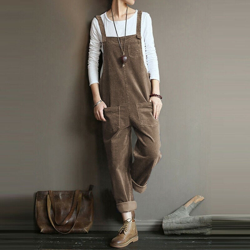 Wide Leg Corduroy Overalls