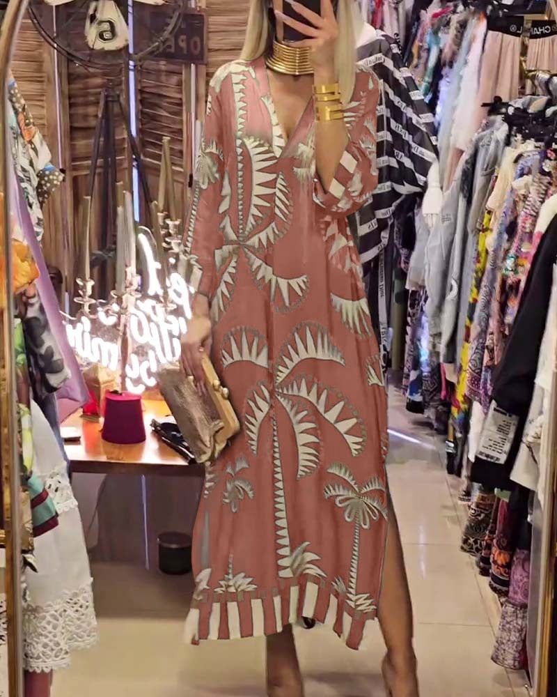 Exclusive vintage coconut tree print dress