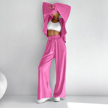 Casual Knitted Long-sleeved Hoodie Pants Tracksuit