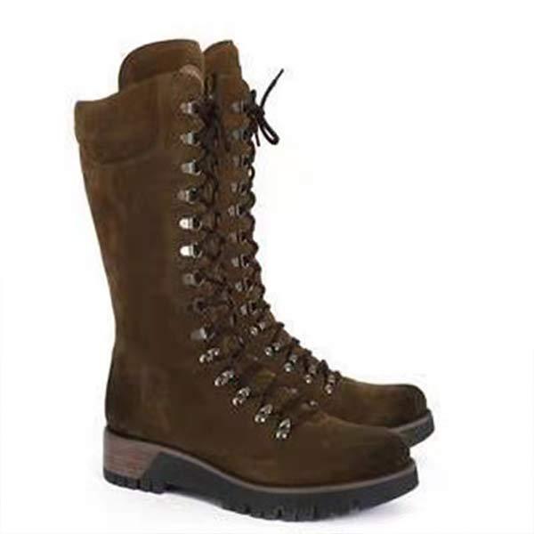 Women'S Suede Chunky Heel High Martin Boots