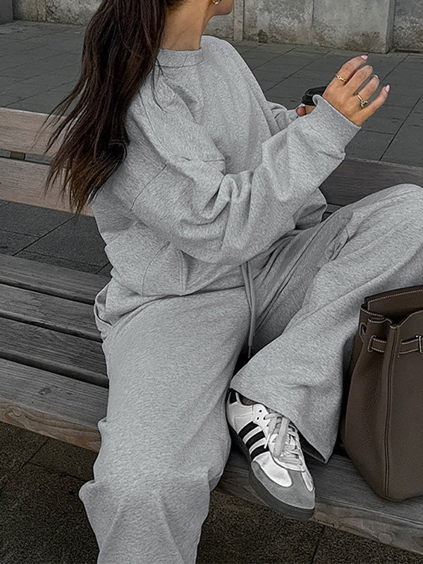 Stylish Grey Casual Long Sleeve & Pants Set