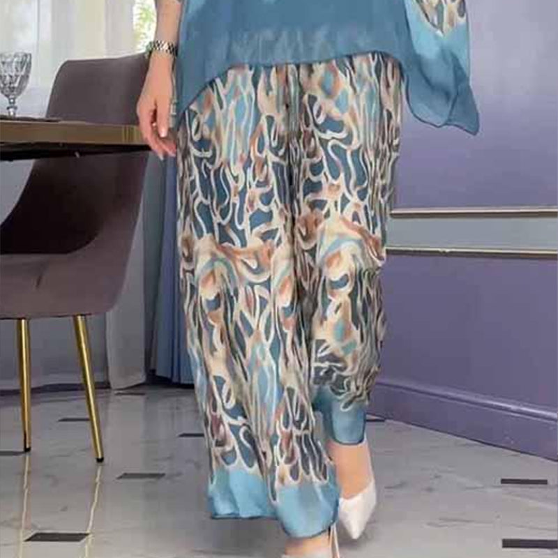 Printed Top And Wide-Leg Trousers Set