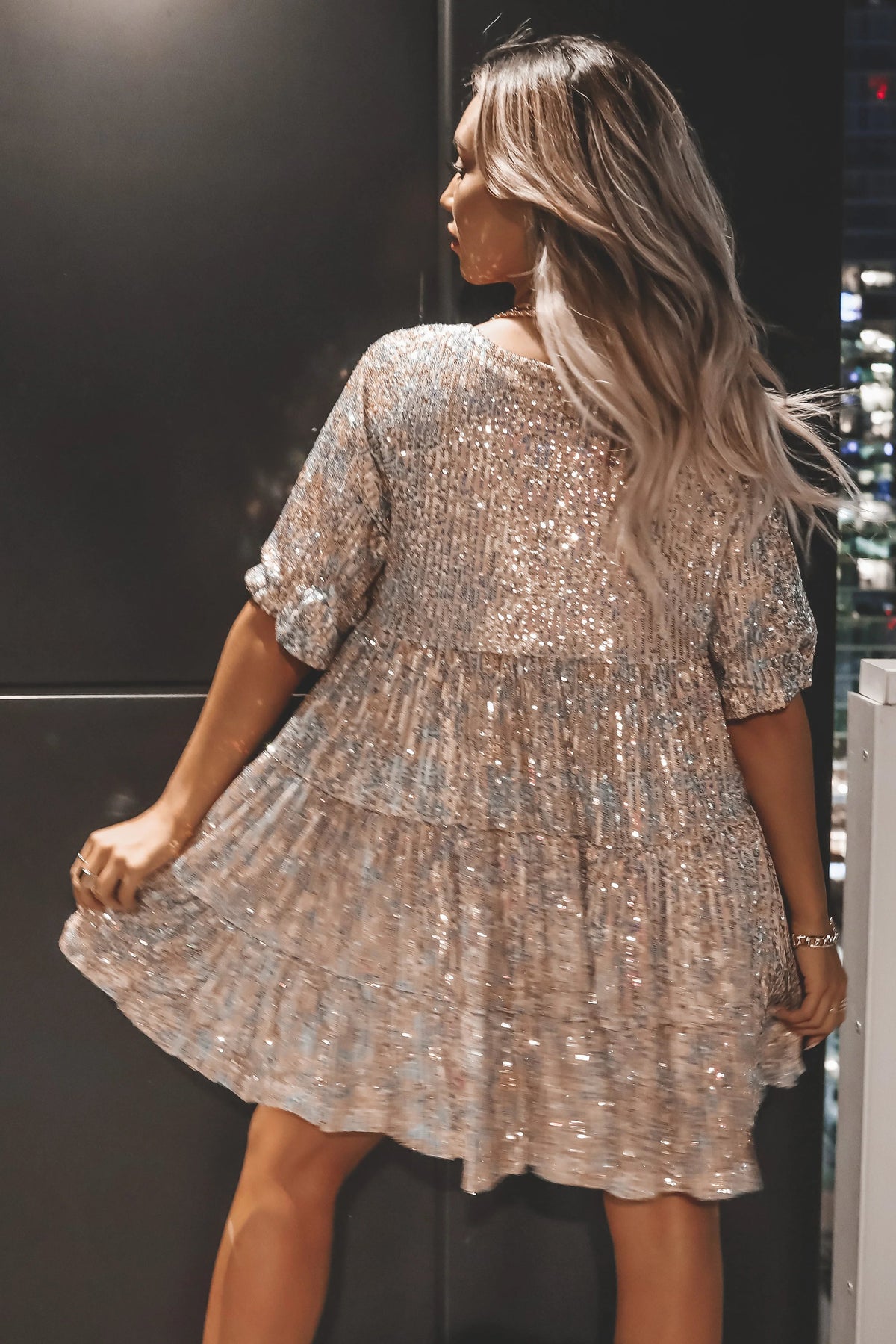 Sequin Baby Doll Dress