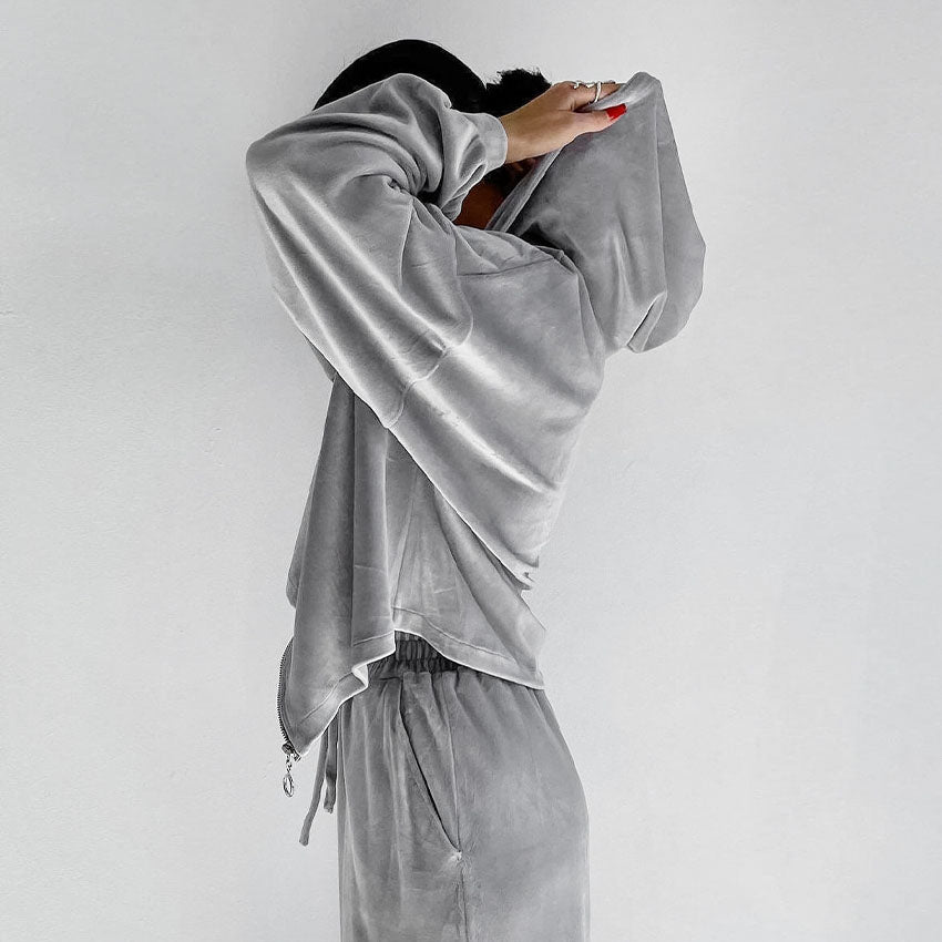 Casual Knitted Long-sleeved Hoodie Pants Tracksuit