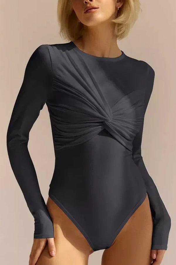 Round Neck Long Sleeve Slim Fit Rompers