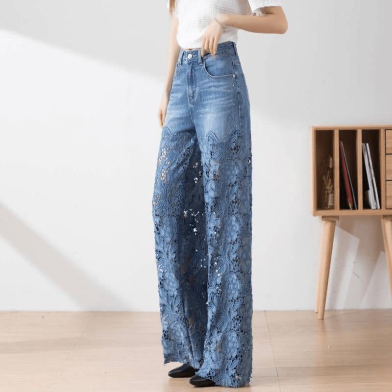 Hollow Lace Patchwork Jeans