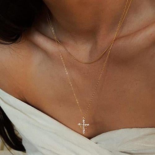 Crown with Cross Pendant Necklace