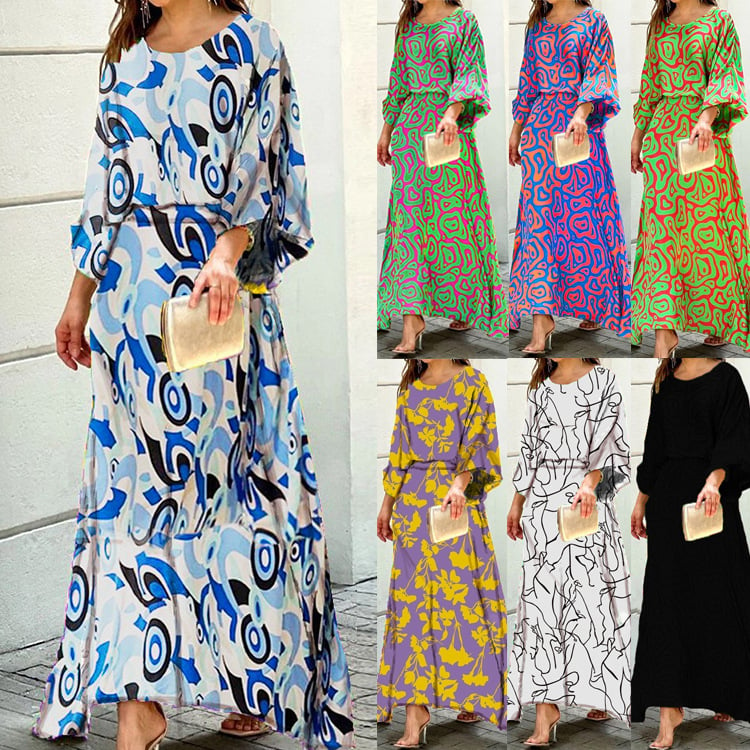 Swirl Slit Sleeve Maxi Dress