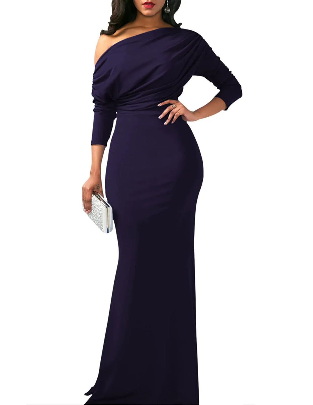 2024 Women's Elegant Sleeveless Off Shoulder Bodycon Long Formal Party Evening Dress