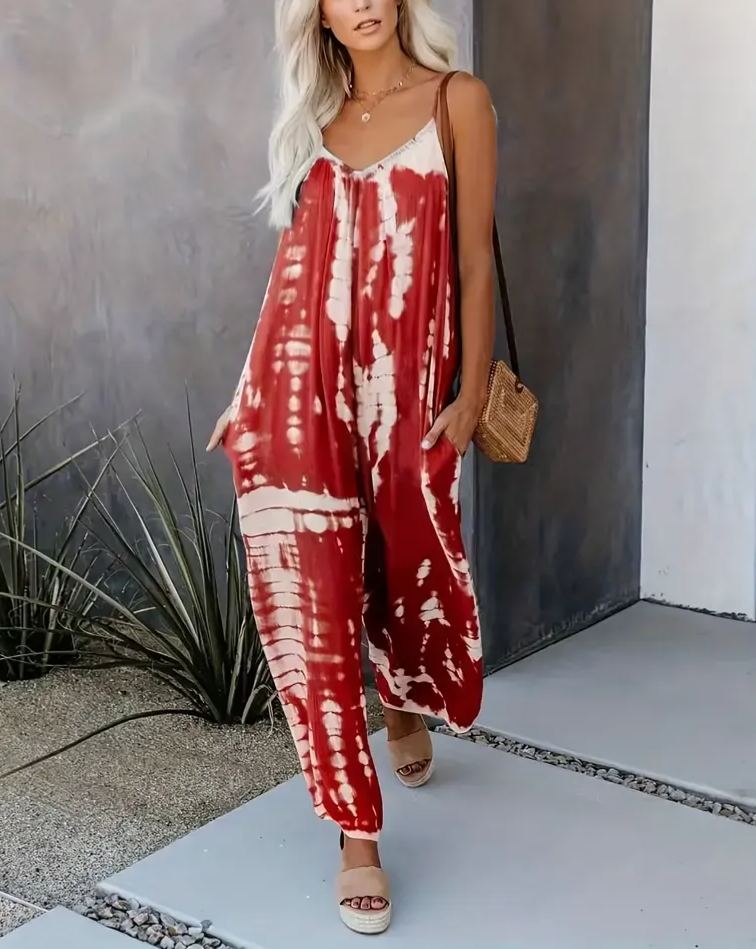 Women's Casual Tie-Dye Cami Wide Leg Jumpsuit