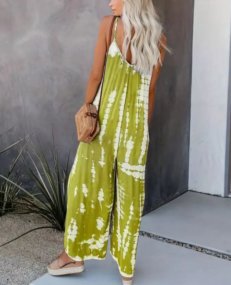 Women's Casual Tie-Dye Cami Wide Leg Jumpsuit