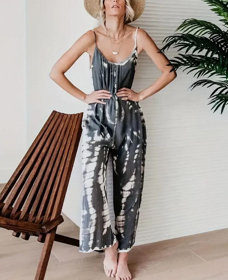 Women's Casual Tie-Dye Cami Wide Leg Jumpsuit