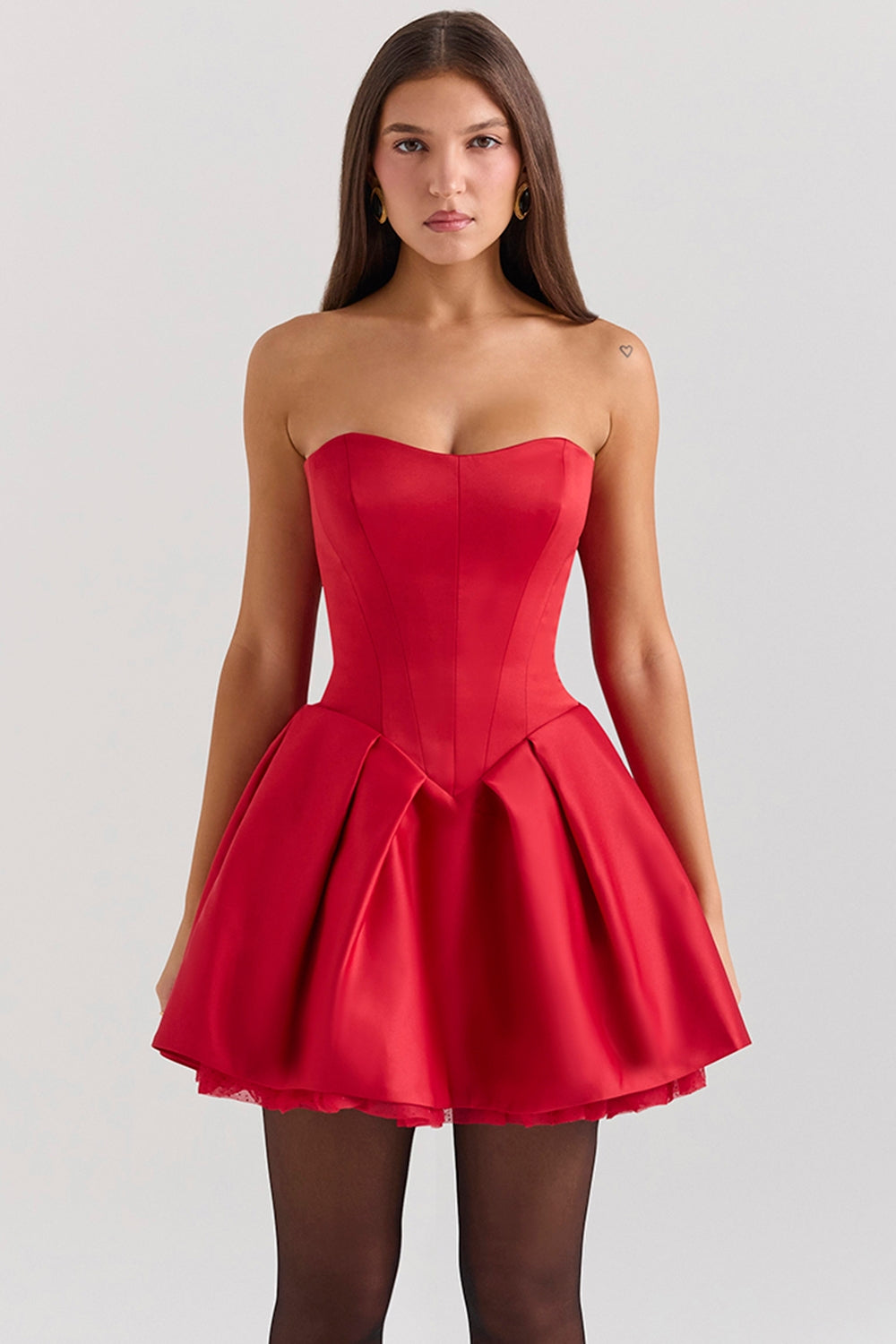 Satin Detachable Bow Mini Dress