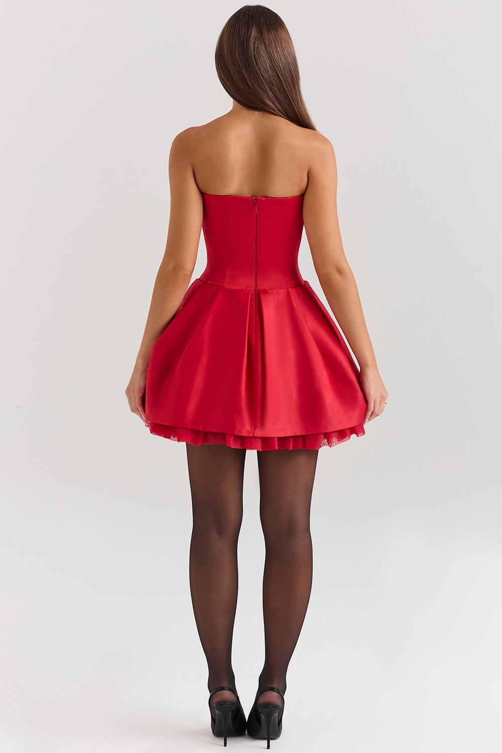 Satin Detachable Bow Mini Dress