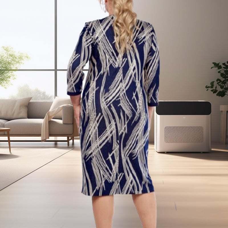 Women's Elegant 3/4 Sleeves Abstract Print Dress