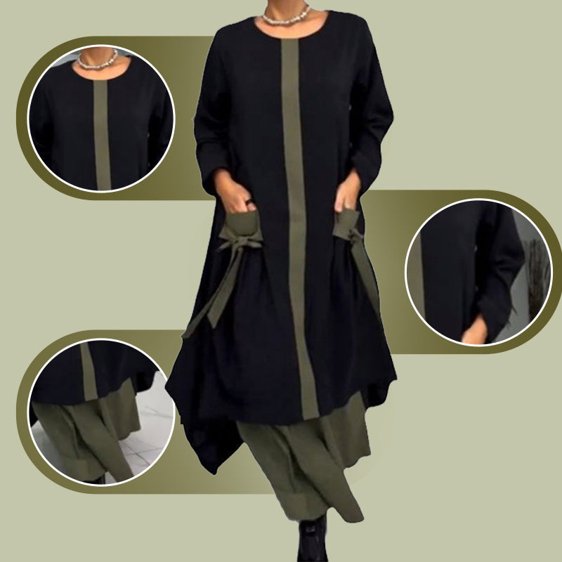 Women's Elegant Loose Color Block Maxi Dress