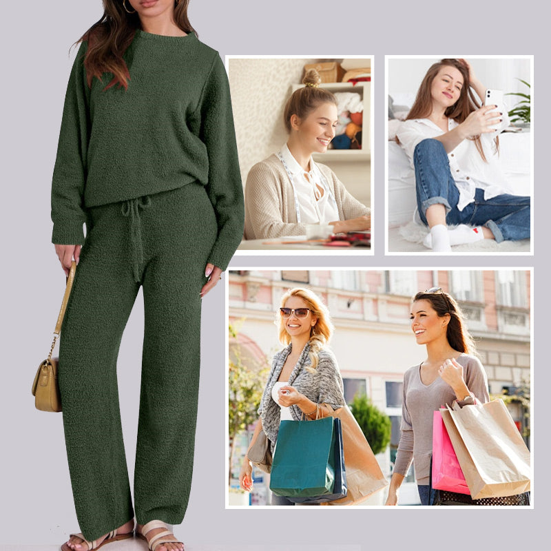 Women's Ultra-Soft Loungewear Set - Round Neck Top & Matching Pants