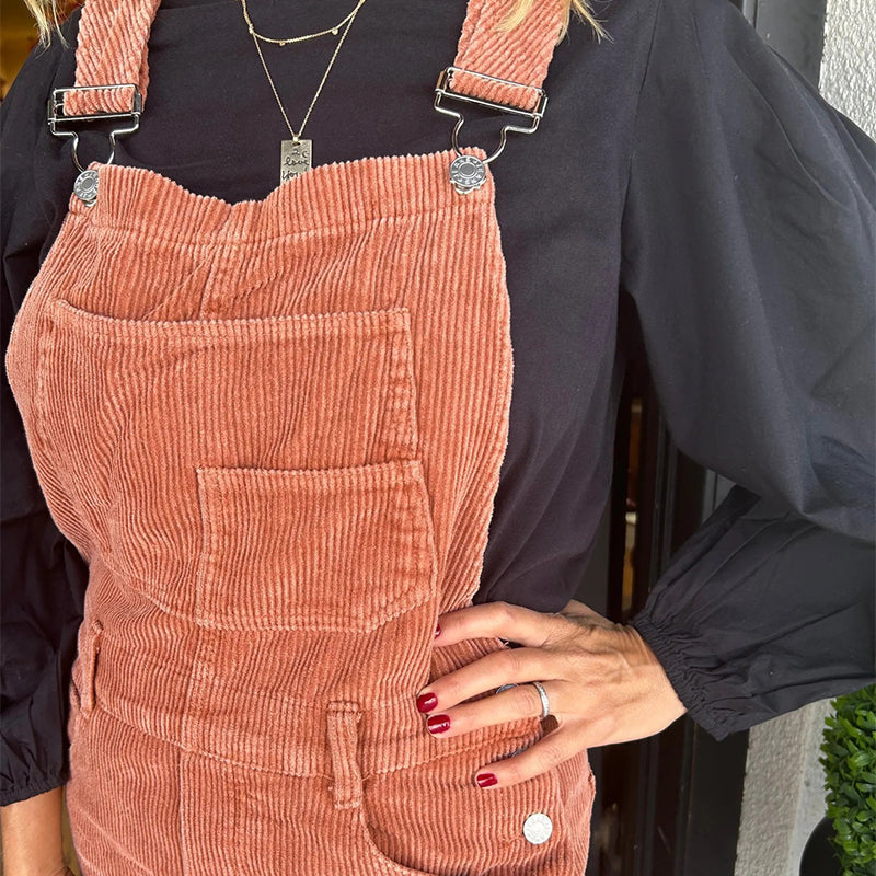 Women's Fashion Corduroy Holey Overalls