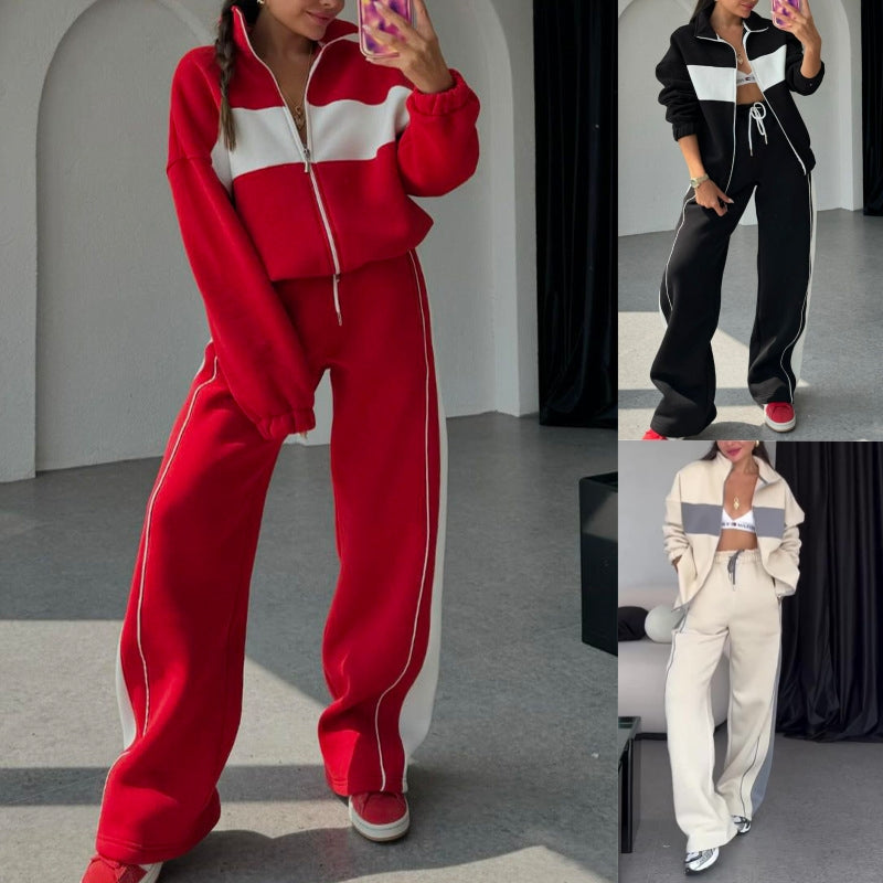 Women's Two-Piece Color-Block Tracksuit