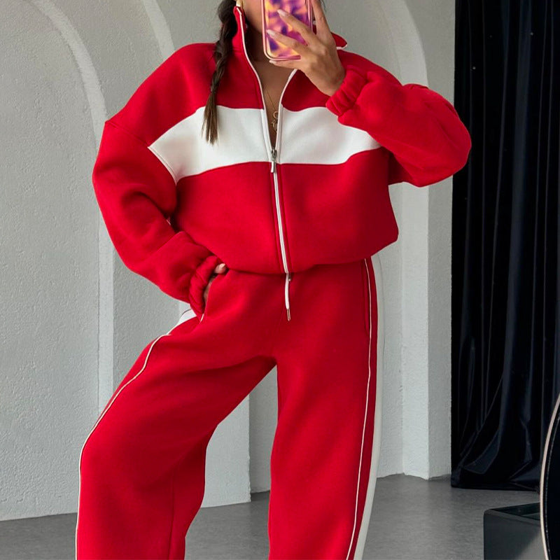 Women's Two-Piece Color-Block Tracksuit