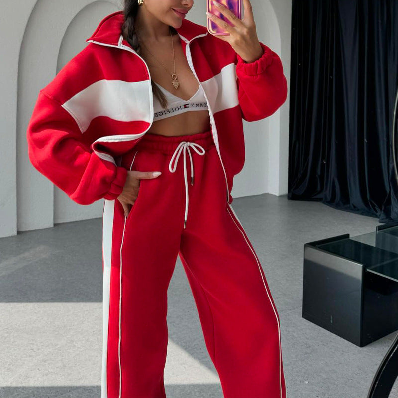 Women's Two-Piece Color-Block Tracksuit