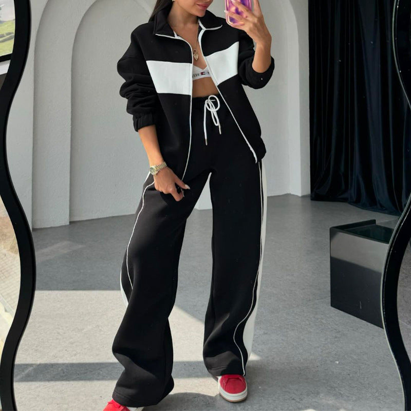 Women's Two-Piece Color-Block Tracksuit