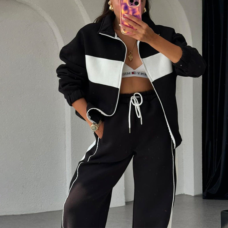 Women's Two-Piece Color-Block Tracksuit