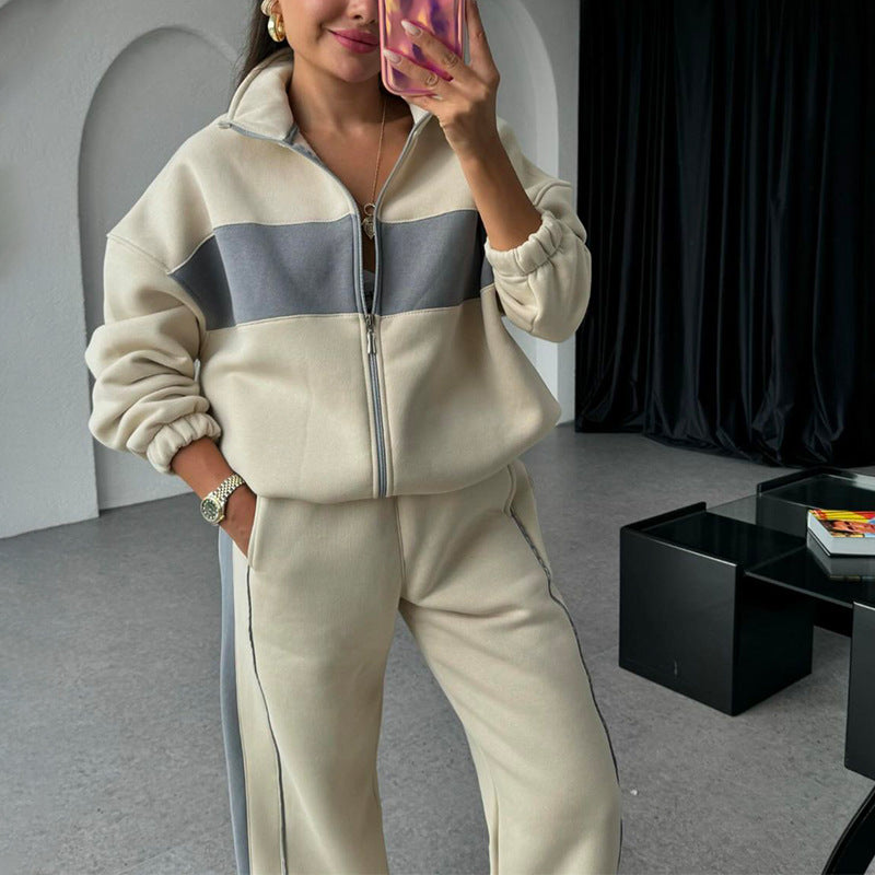 Women's Two-Piece Color-Block Tracksuit