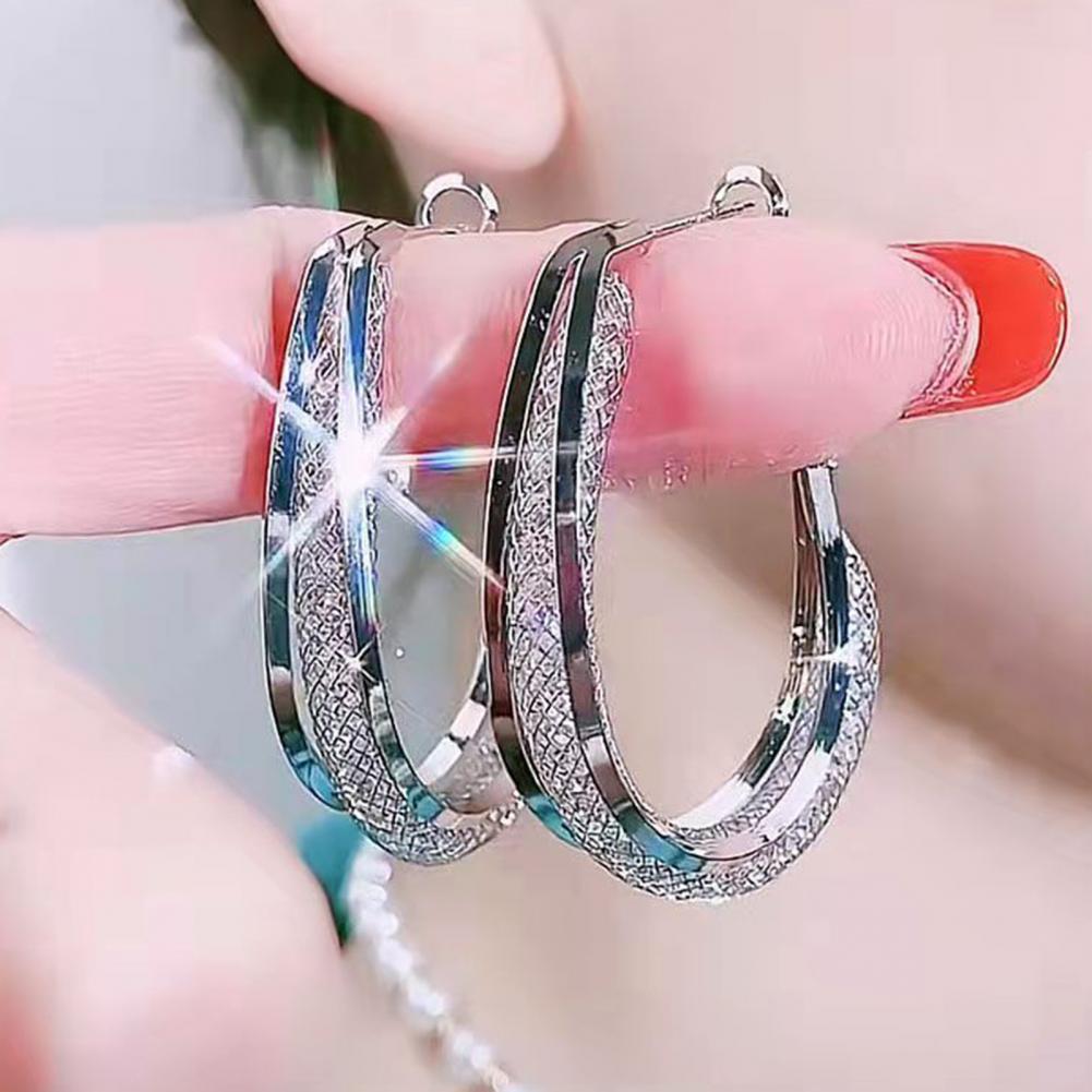 Oval Shiny Hoop Earrings