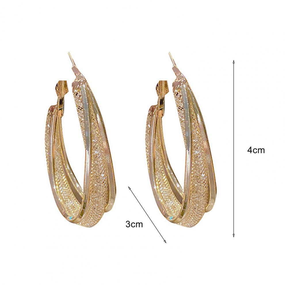 Oval Shiny Hoop Earrings