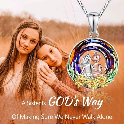 A Sister Is GOD's Way Of Making Sure We Never Walk Alone Crystal Necklace