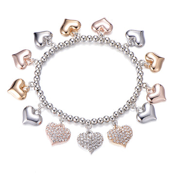 Adjustable Crystal Full Heart Bracelet For Women