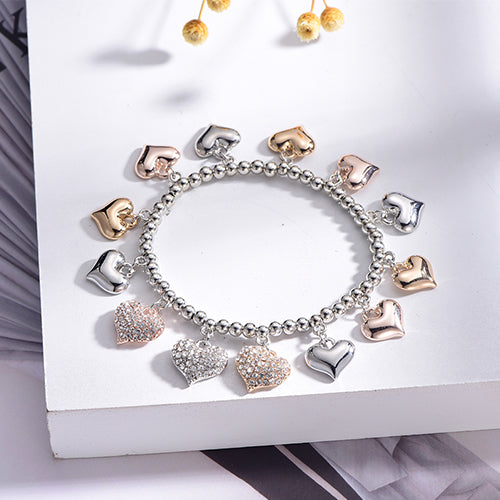 Adjustable Crystal Full Heart Bracelet For Women