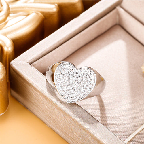 Gold Color Big Heart Ring for Women