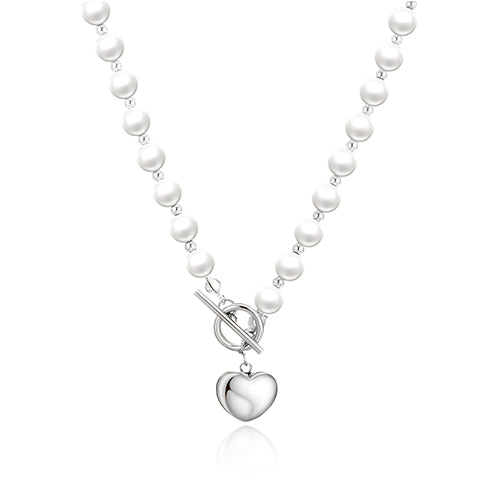 New 18K Vintage Wedding Pearl Choker Heart Necklace