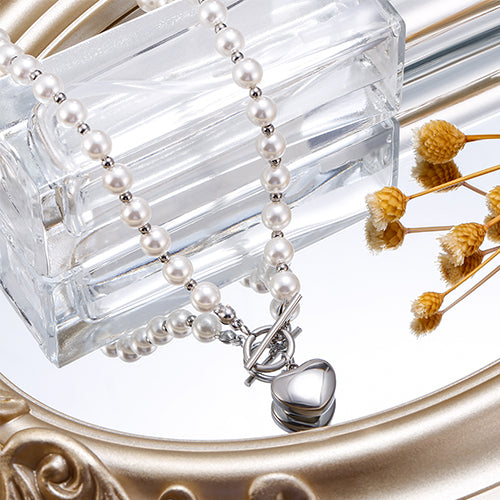 New 18K Vintage Wedding Pearl Choker Heart Necklace