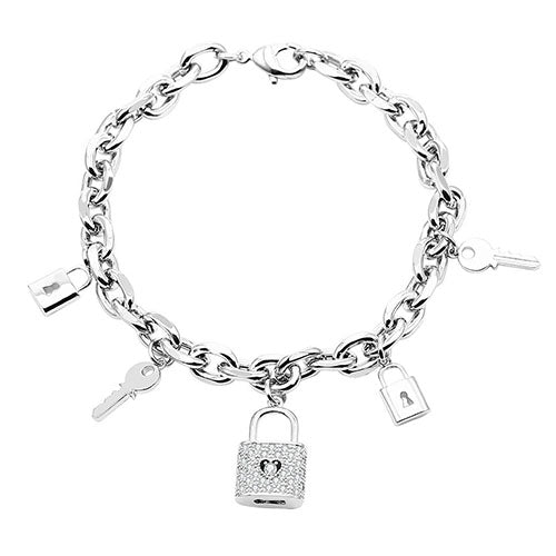 Trendy Goth Lock Key Pendant Bracelets For Women