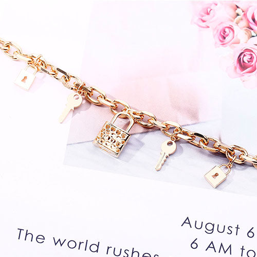 Trendy Goth Lock Key Pendant Bracelets For Women