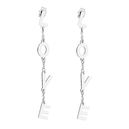 Trend Stainless Steel LOVE Letter Long Dangle Earrings