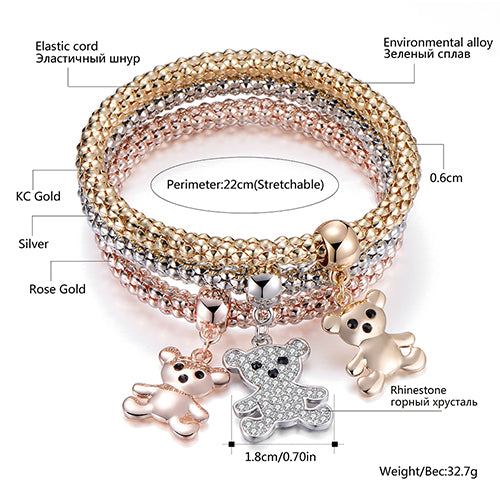 3Pcs/set Crystal Round shape Bracelets
