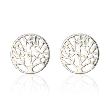 Elegance Gold Color Stainless Steel Stud Earrings Tree of Life Earring for Women